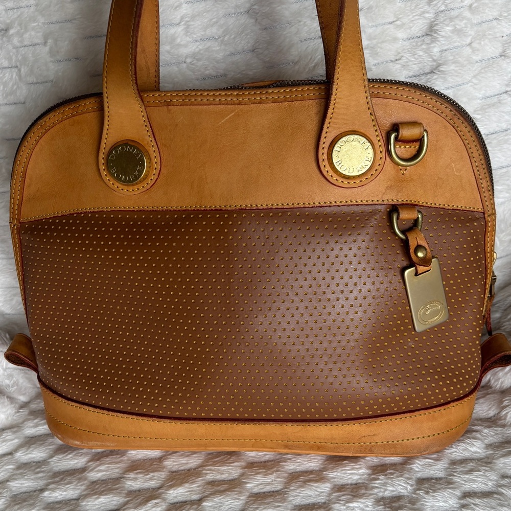 Vintage Dooney & Bourke Cabrio Tan Perforated Dome Satchel